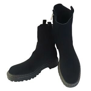 Splendid Black Suede Boots Alexxi Lug Boot Leather Ankle Booties Chunky Size 9